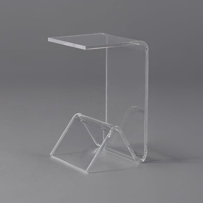 C-Shaped End Table With Storage Transparent Acrylic Small Space Side Table