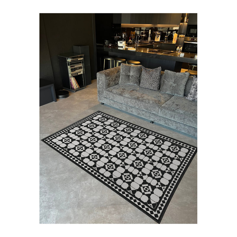Tapis mauve à motif tissé lavable Mosso, 3'11" x 5'11"