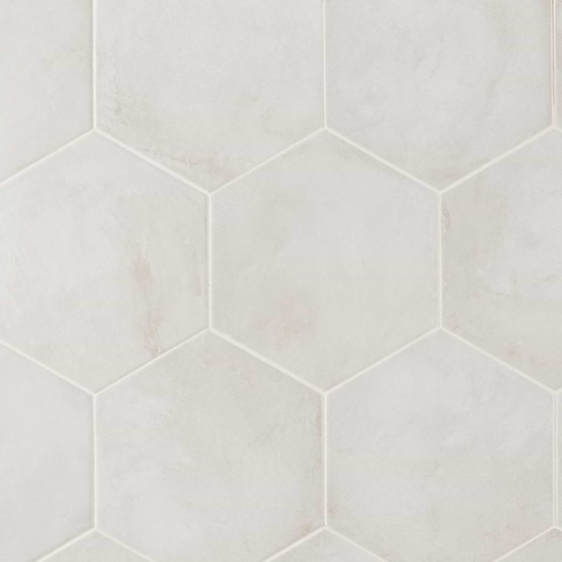 Ava 8" Hex Matte Porcelain Tile, Ava Bianco