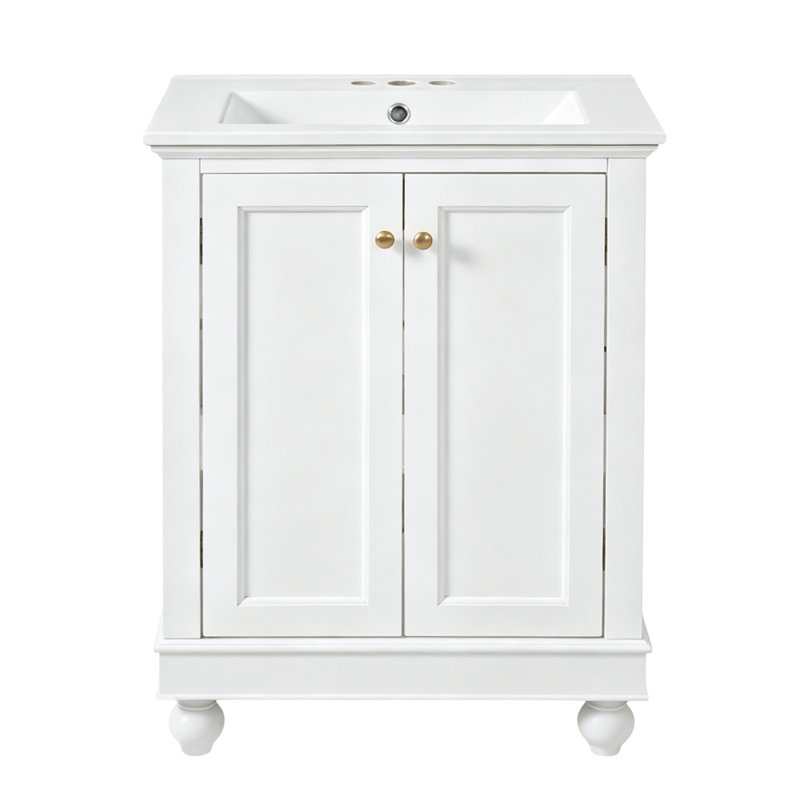 Meuble-lavabo moderne de 24 po de conception simple et élégante avec rangement à fermeture en douceur, tablette réglable, meuble-lavabo avec lavabo en céramique
