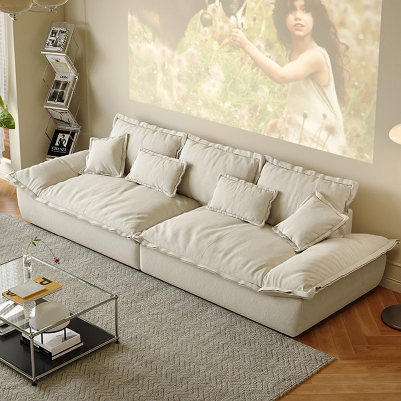 Coussin blanc modulaire 100% polyester, H 35,43 po x l 118,11 po x P 39,37 po, 4