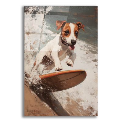 «Doggy Surfing» par Svetlana Aleynikova, art mural en verre acrylique