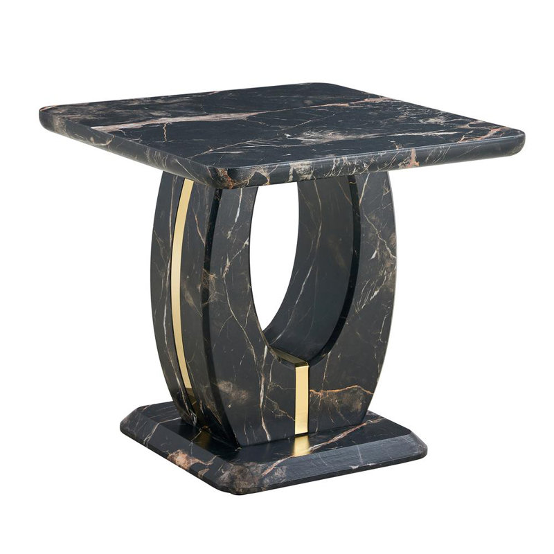 Wood 23.6"Square Coffee Table, Black