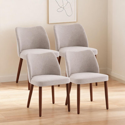 Dining Chair Set, Modern Upholstered Linen Armless Wingback Chair with Solid Wood Legs, Thick Cushion, for Dining Living Room Kitchen Office