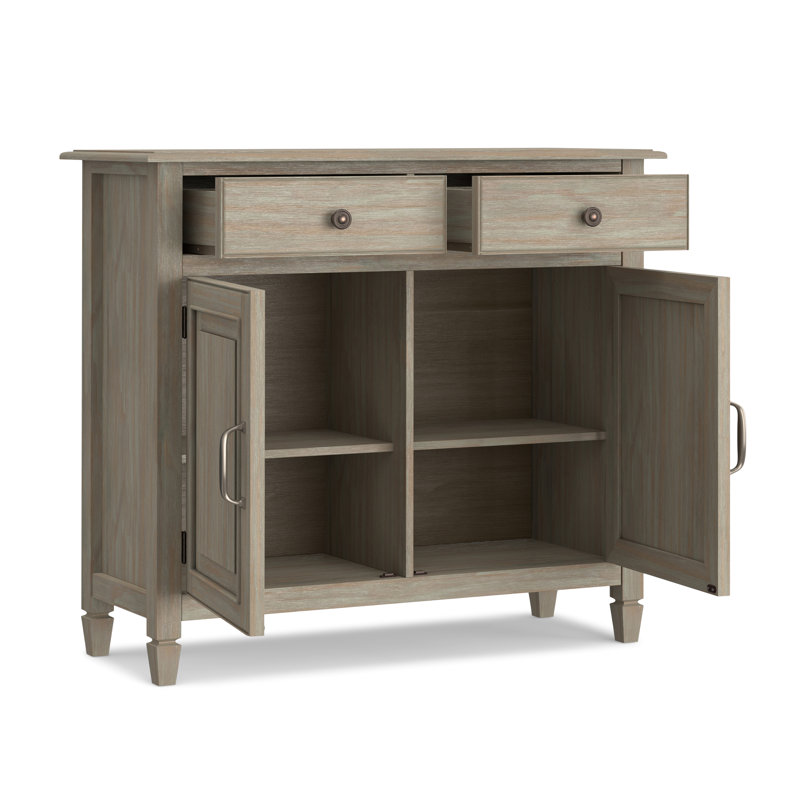 Connaught 40"W Solid Wood 2-Shelf Entryway Storage Cabinet with 2 Storage Drawers, Distressed Gray
