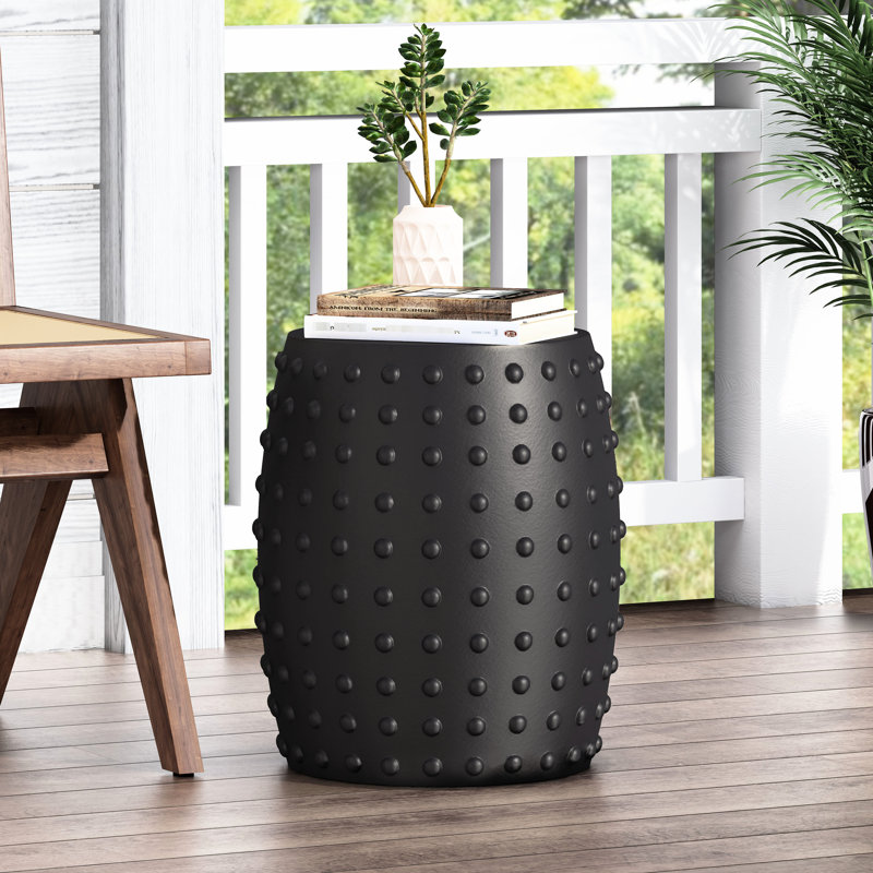 Étagère moderne en béton léger, polyvalente, noir mat, table d'appoint d'extérieur 15,08 po x 17,94