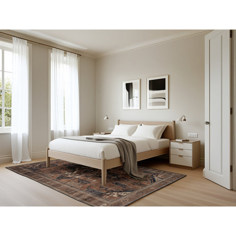 Tapis brun lavable à la machine, Rectangle 5 pi x 7 pi