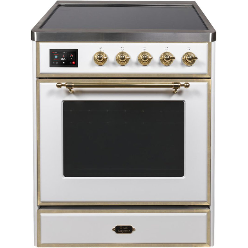 Majestic II 30" 4 cu. ft. Freestanding Electric Range, White/Brass