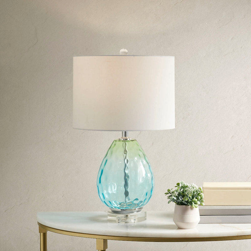 Lampe de table en verre Ombre, Bleu