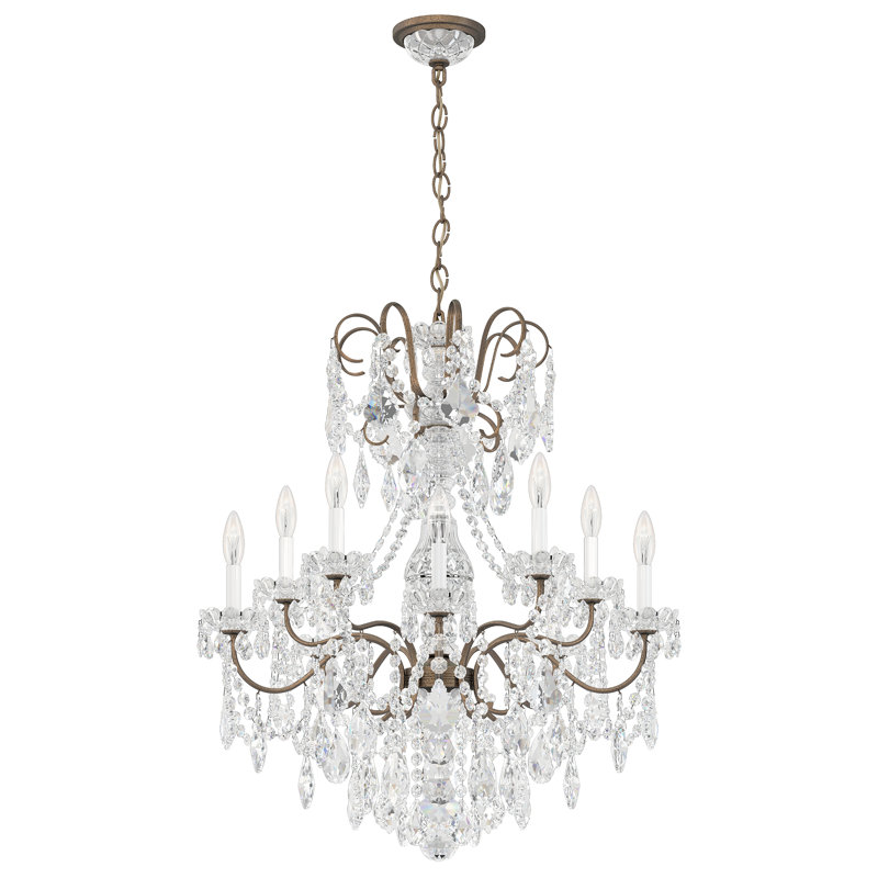 New Orleans 10 Light 28in x 31in Chandelier in Heirloom Gold with Clear Radiance Crystals, Chinese (K9), Silver