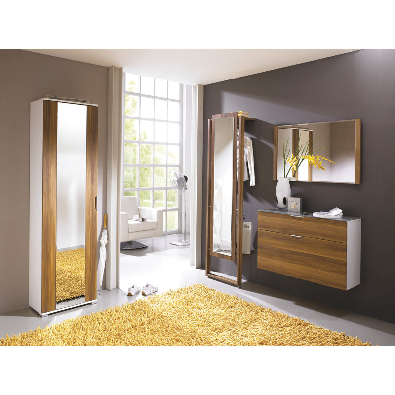 Wheatfield 1 Door Manufactured Wood Wardrobe, White / Walnut