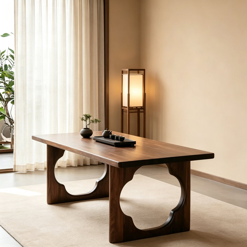 Nouveau bureau de style chinois inspiré de la dynastie Song, 29.52" H x 94.49" W x 35.43" D