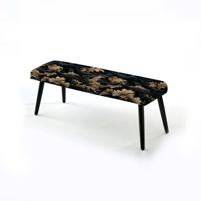 Banc noir et doré damassé Flower Blossoms III - Damask