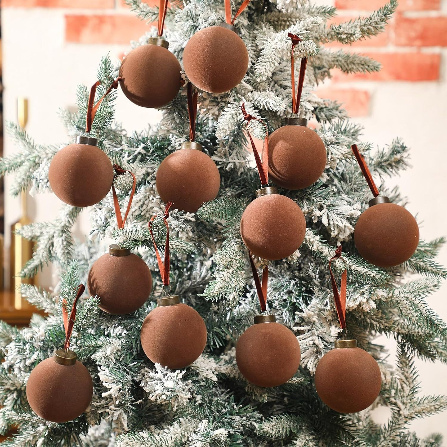 3" Velvet Bauble, Brown