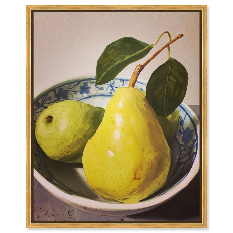 Décoration murale de cuisine Pear Bowl par Art Remedy, cadre doré, 36 x 45, H 46 po x l 37 po, Encadrement doré