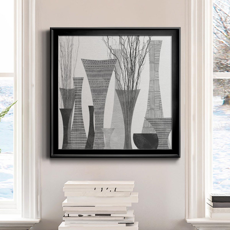 Silhouette Vases - cadre photo, impression sur toile, H 26,5 po x l 26,5 po x P 1,5 po, Noir