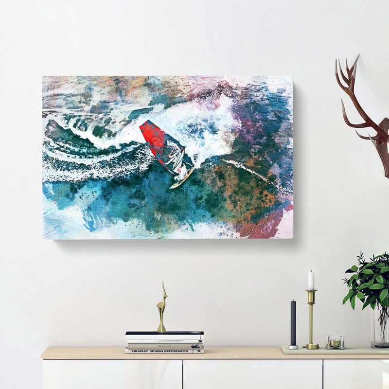 Wind Surfing in Abstract - Wrapped Canvas, 50cm H x 76cm W x 3cm D