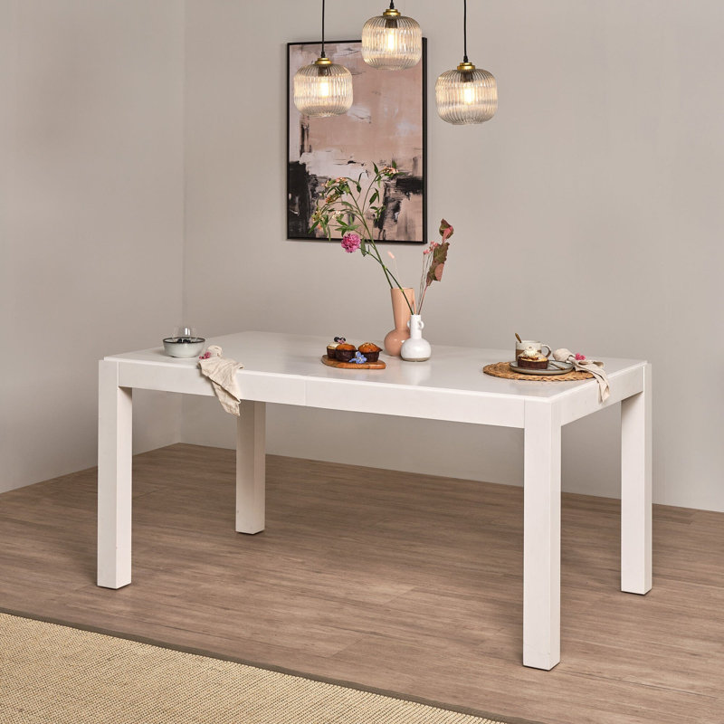Aayushi Rectangular 200 Cm L x 90 Cm W Dining Table, White, H75 x L200 x W90cm