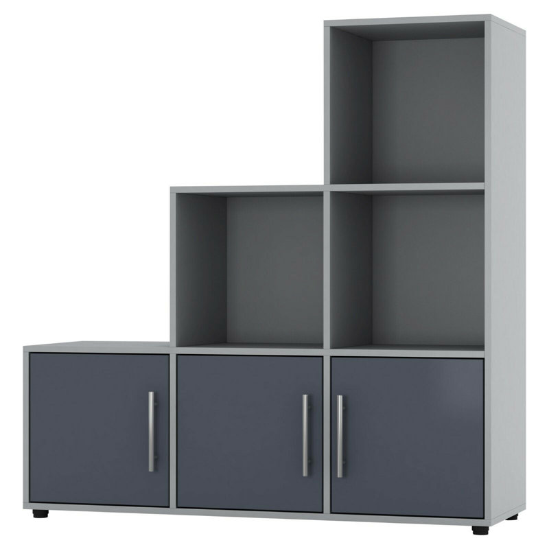 Berra 90.5cm H x 89cm W Step Bookcase, Grey