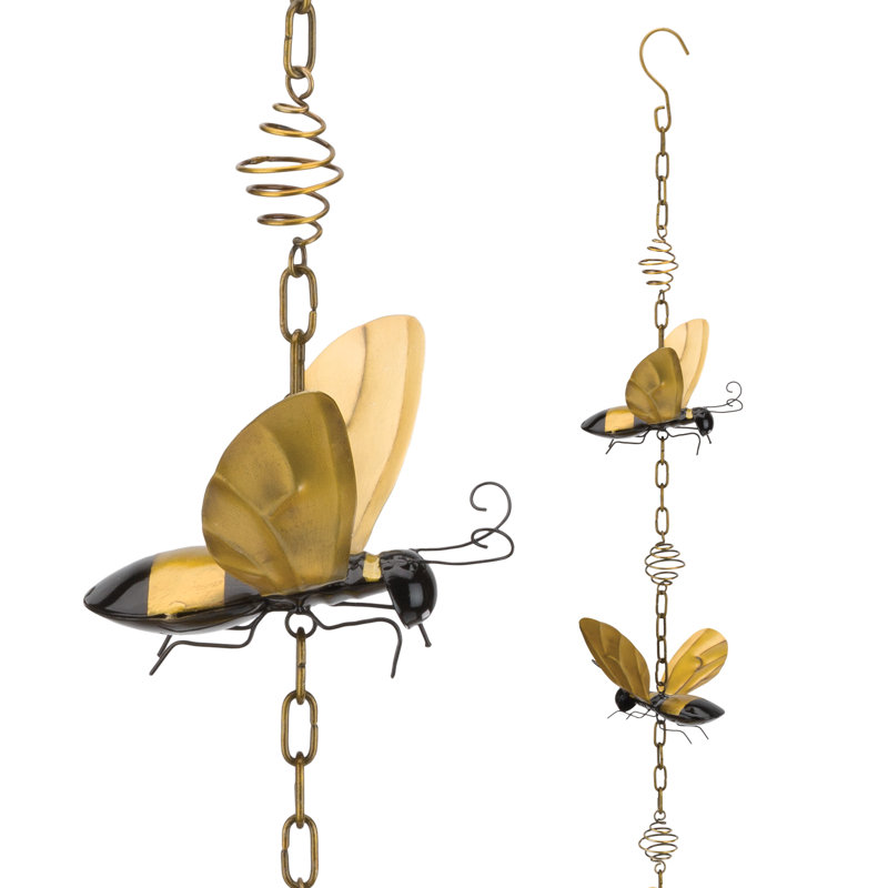 Ornement de jardin suspendu en métal et acrylique avec motifs décoratifs, Abeille