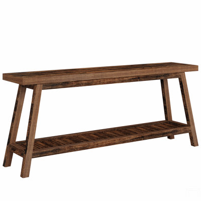 70.9 Inches Extra Long Farmhouse Console Table, Solid Wood Entryway Table With 2-Tier Open Storage, Rustic Narrow Sofa Table Behind Couch by Millwood Pines
