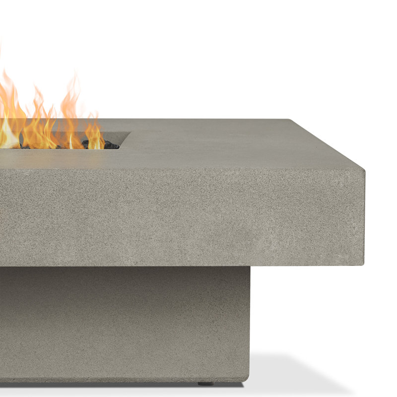 Cowden Rectangle Concrete Propane Smokeless Fire Pit Table, Flint