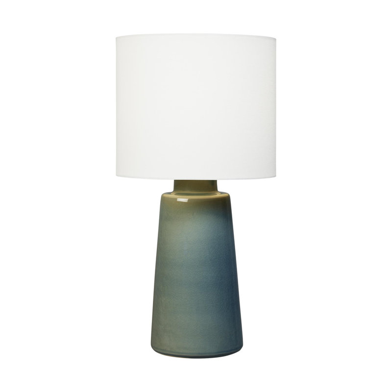 Lampe de table moyenne 1 lumière Jathan, H 27,38 po x l 14 po x P 14 po, Bleu Anglia craquelé