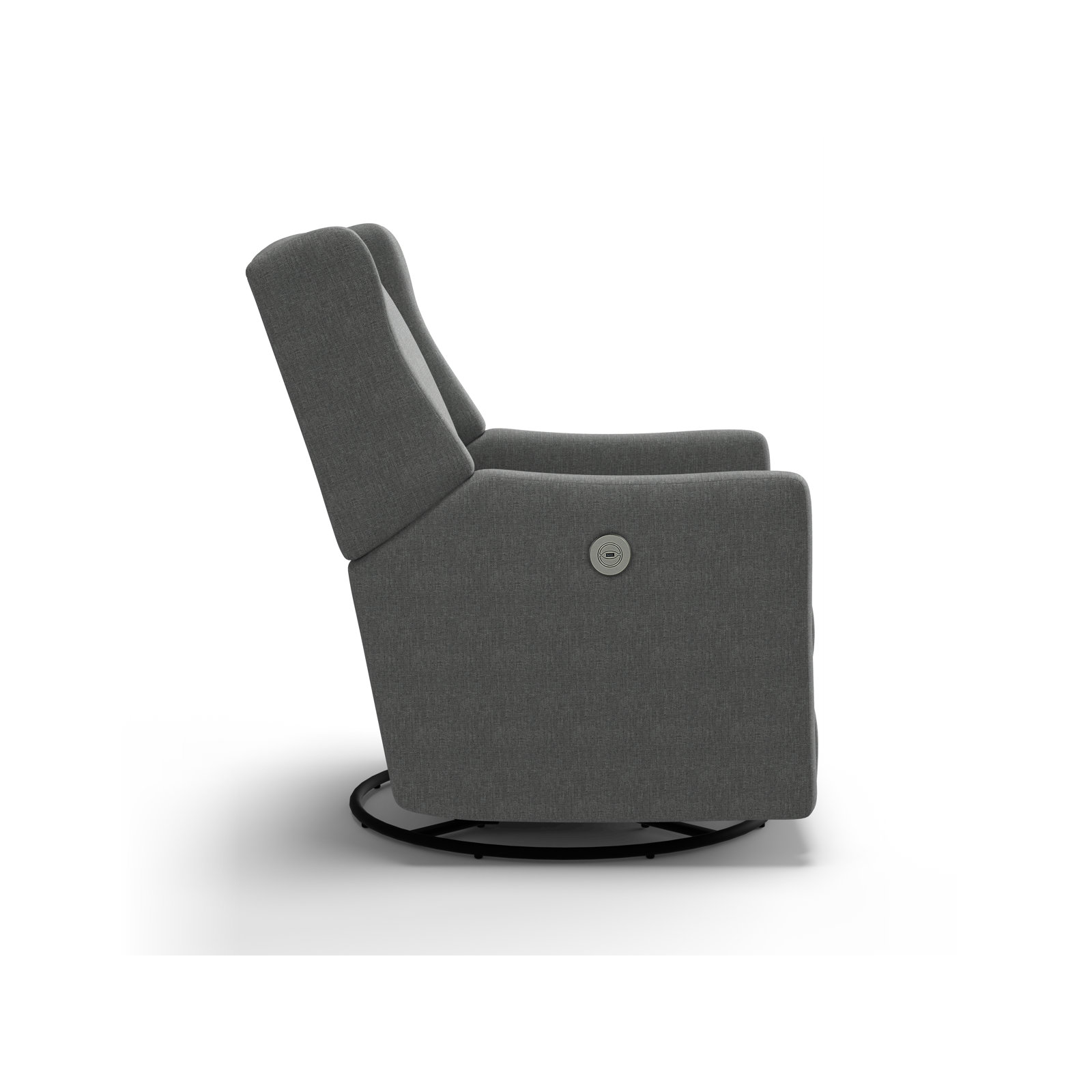 Andrina Upholstered Swivel Reclining Glider, Charcoal Grey Performance