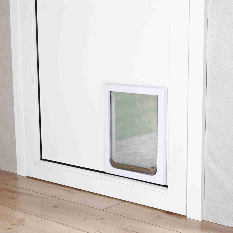 Medium White Metal Lockable Dog Door with Flap