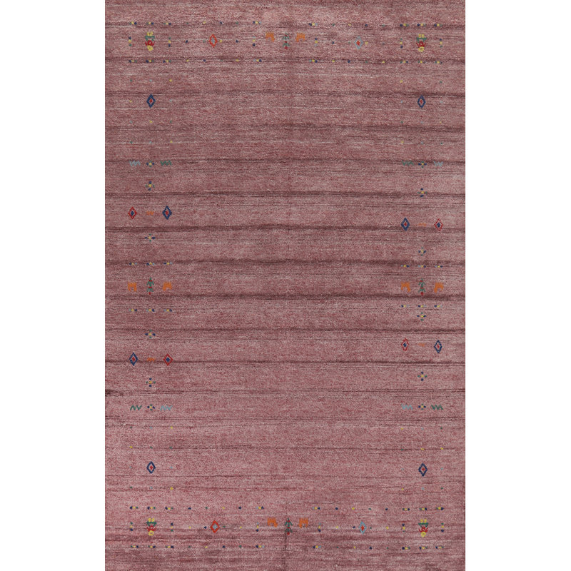 Purple Wool Gabbeh Oriental Area Rug 5x8