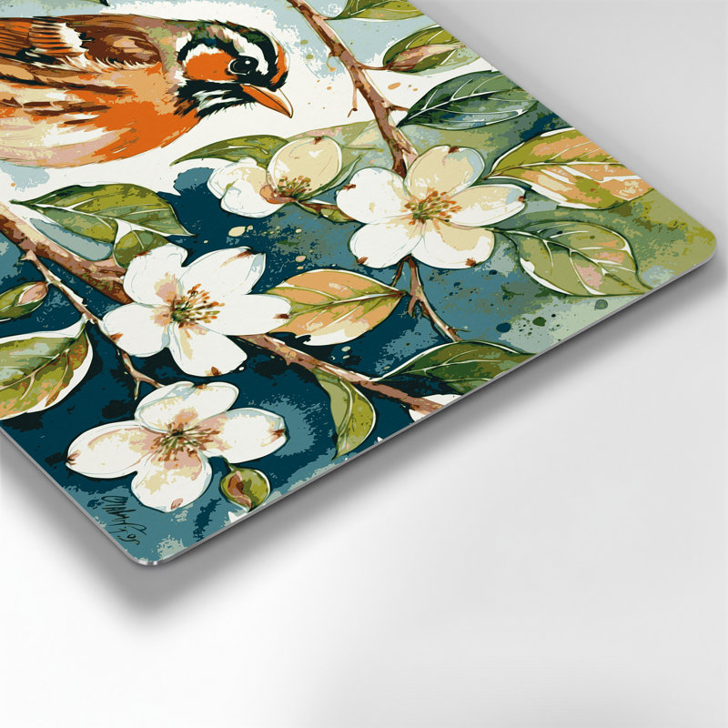 Birds Carolina Wren, art mural en métal beige, H 288 po x l 432 po x P 0,05 po