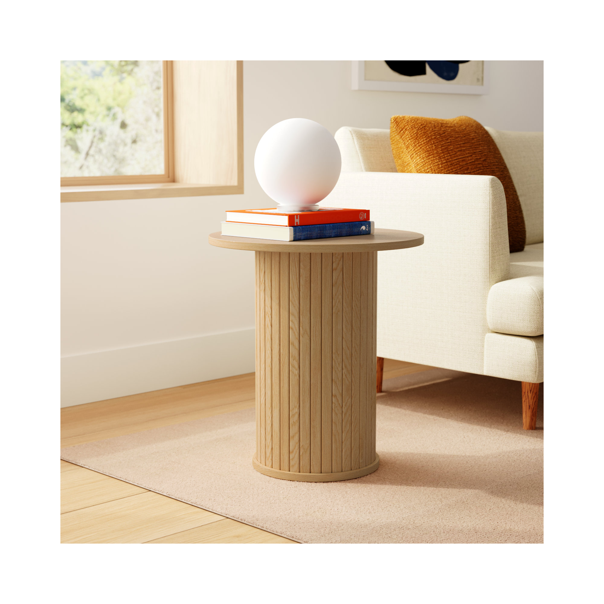 Iris End Table, Natural Oak