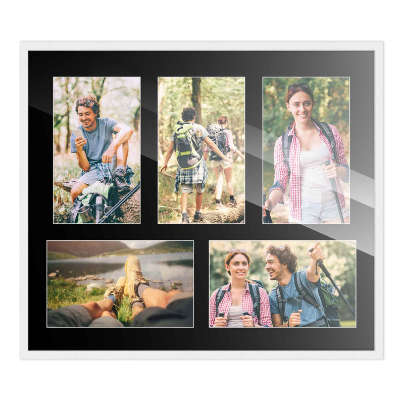 Wood Picture Frame with Mat, 4" x 6", 12" x 14", White/Black