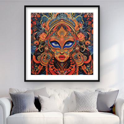 Aztec Face - Ethnic Bedroom Framed Matted Print | Home Decor