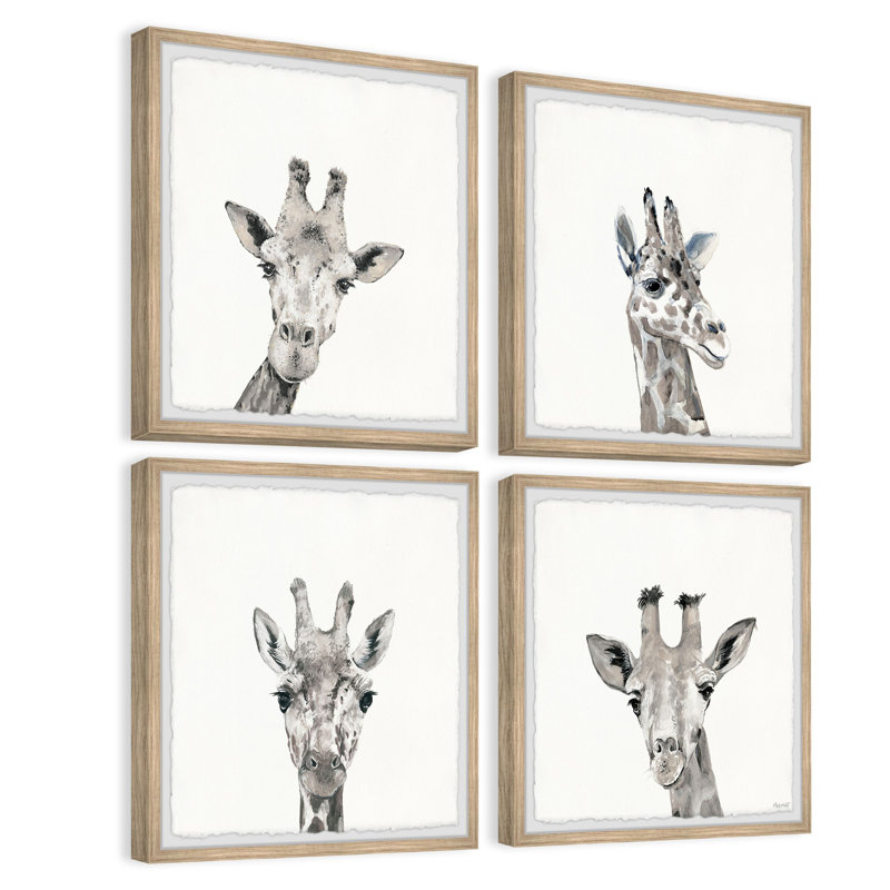 «McBeal Wacky Giraffe», ensemble de 4 reproductions encadrées, H 12 po x l 12 po