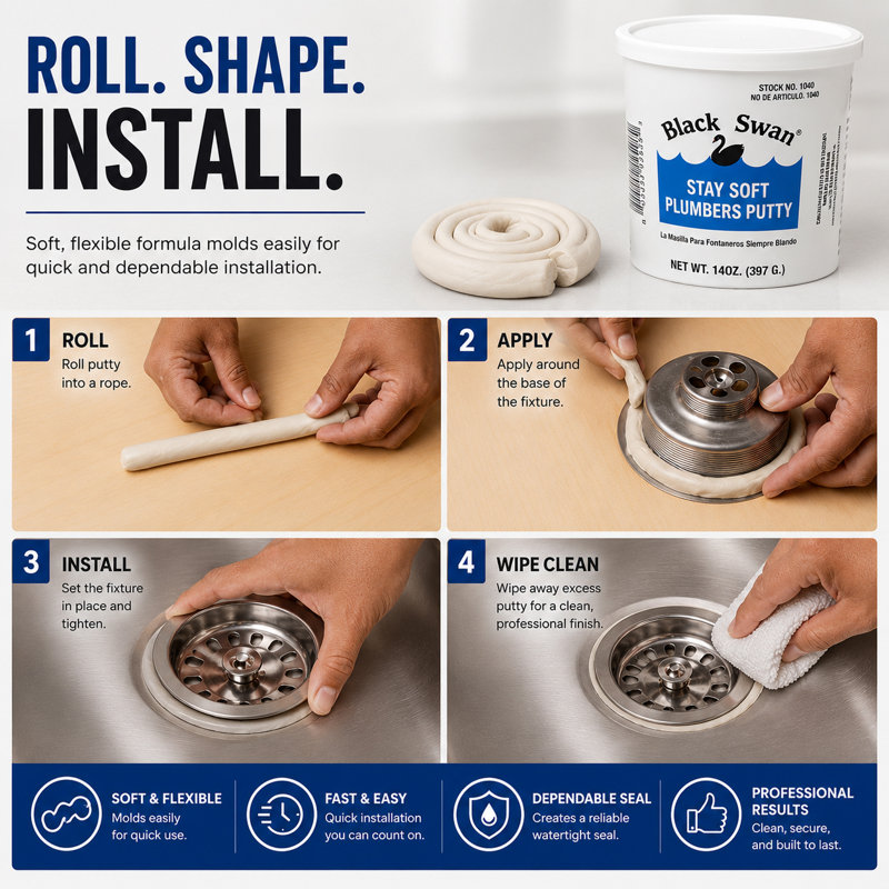 SUPPLYGIANT White Plumbers Putty 5 lb Waterproof Fixture Setting Compound