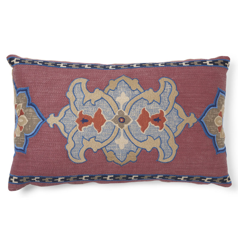 Temara Embroidered Pillow, Pomegranate, 16" x 25"