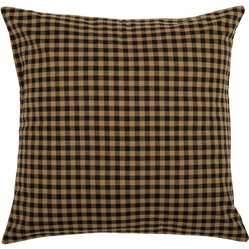 Black Check Fabric Euro Sham, Black/Khaki