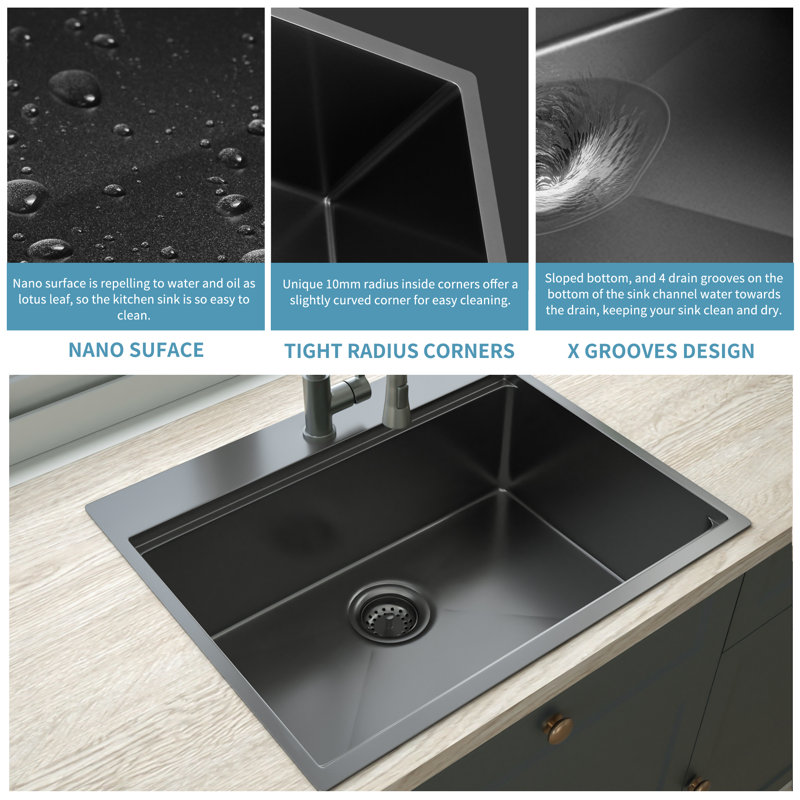27'' L Single Bowl Stainless Steel Kitchen Sink