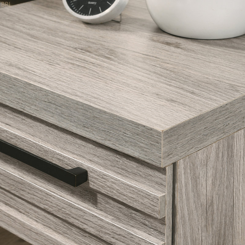 Alvear Contemporary Wood Nightstand With Metal Base, One Size, Nightstand ONL