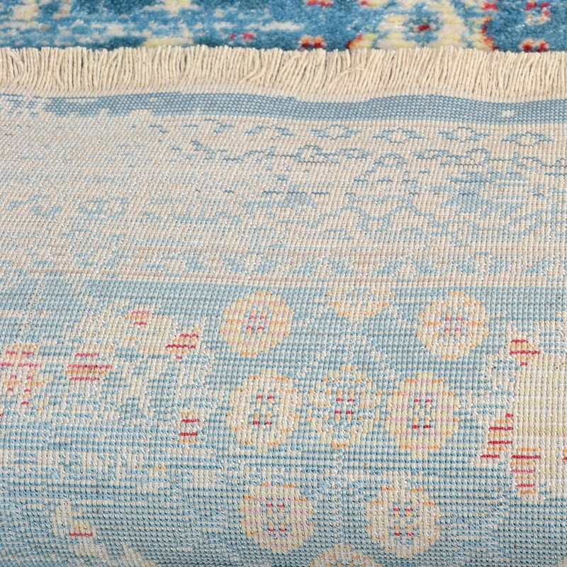  Washable Area Rug Large Rugs for Living Room Oriental Ivory Blue Carpet Area Rugs for Bedroom Dining Room Non-Slip Stain Resistant -Stylish and Durable Home