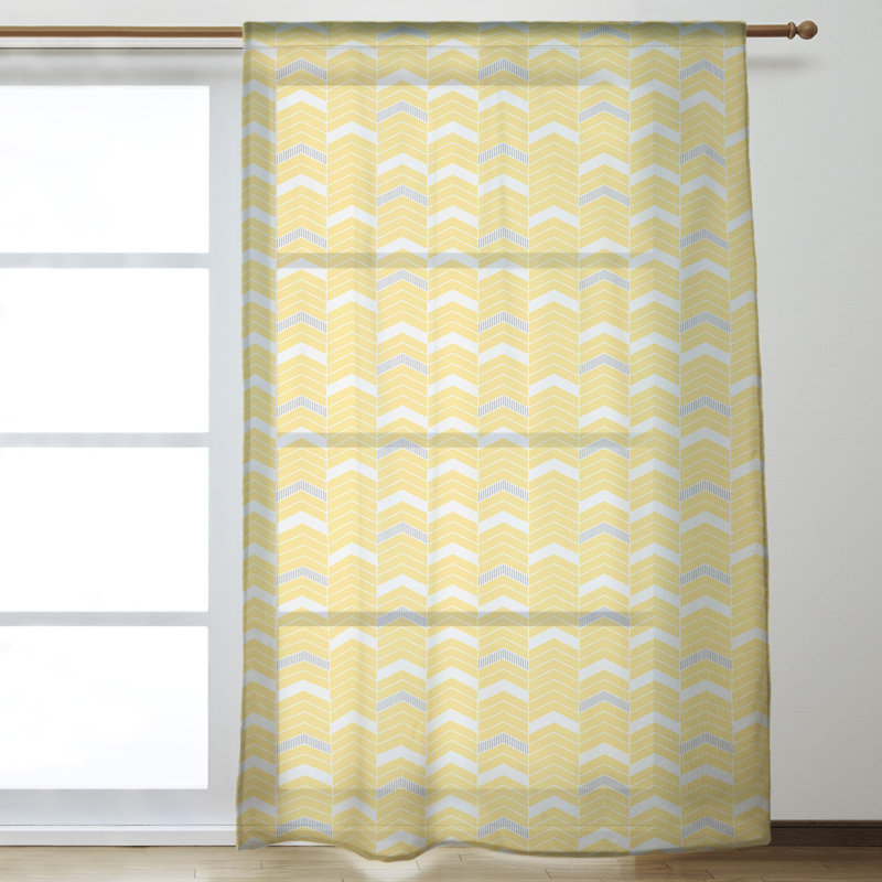 Panneau de rideau simple à passe-tringle à chevrons Stephenie, Jaune / Gris