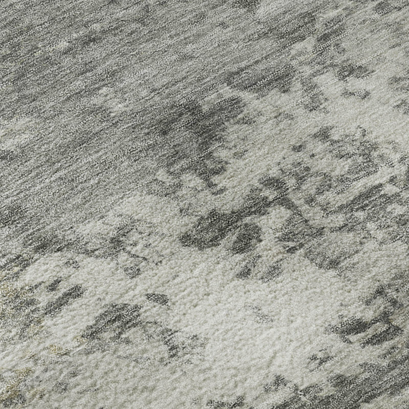 Tapis abstrait lavable à la machine de qualité supérieure Mayfield AMF2366, Étain, 9 pi x 12 pi