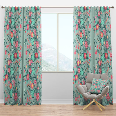 Panneau de rideau simple semi-diaphane avec passe-tringle Mid-Century Spring