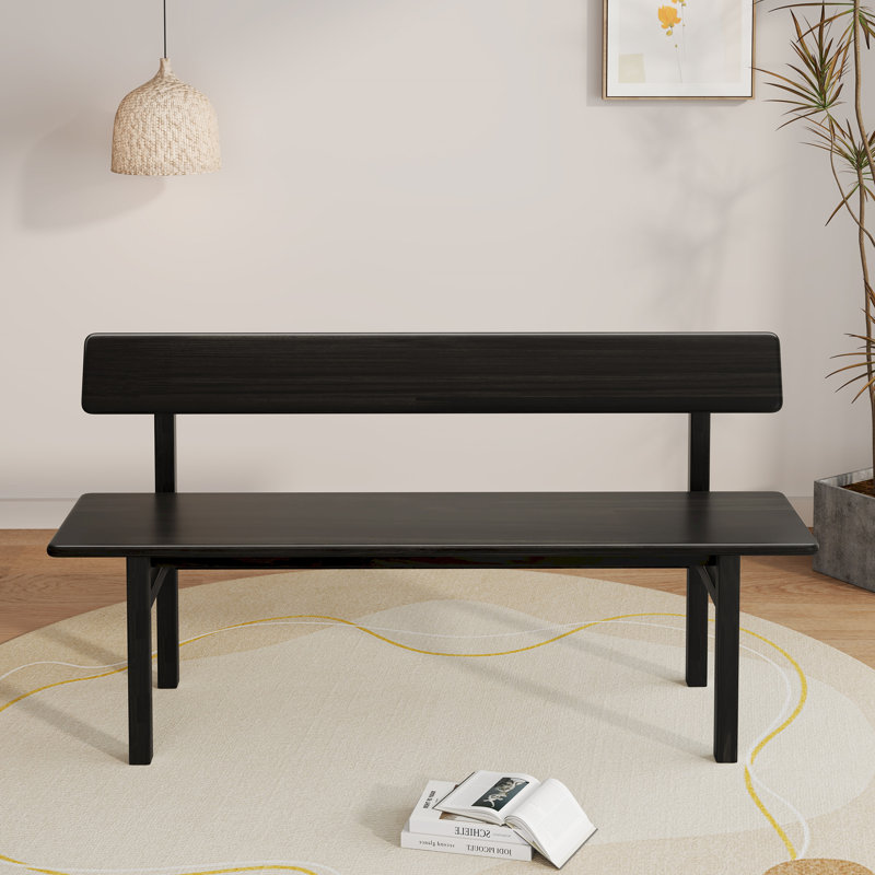 Wood Bench Black Farmhouse Bench Dining Bench, 29.9" H x 63" W x 15.7" D