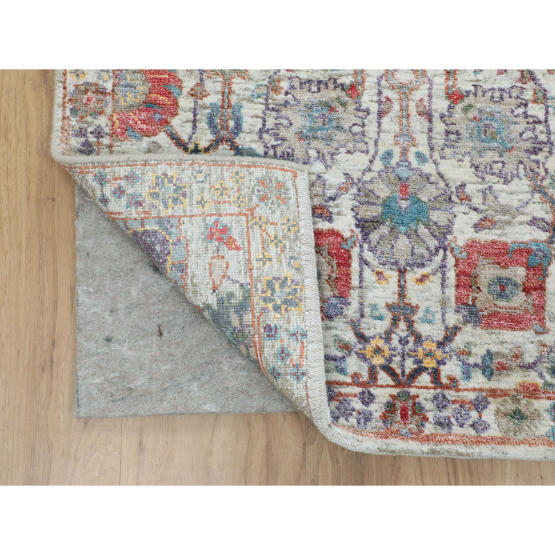 Tapis de couloir de conception unique 2 pi 7 po x 12 pi Angel-rose Ivoire noué à la main Tapis décoratif