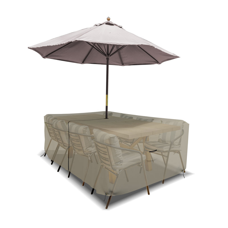 HeavyDuty Multipurpose Waterproof Outdoor Rectangle Dining Table &Chair Set Cover with Umbrella Hole, 30" H x 76" W x 46" D