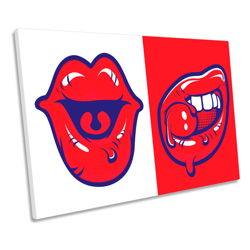 Sexy Cartoon Lips Fashion - Wrapped Canvas Art Prints, 91.4cm H x 137.2cm W