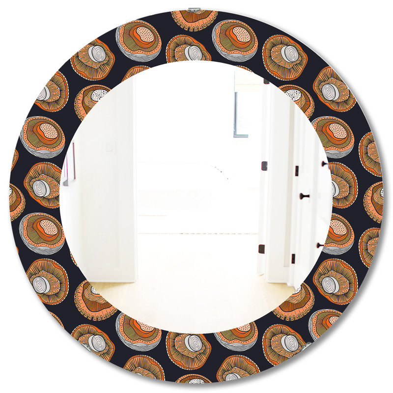 Miroir de coiffeuse Honeycomb, H 31,5 po x l po, Abstrait, Orange / noir