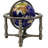 Unique Art Since 1996 10" Tall Blue Lapis Ocean 4-Leg Silver Table Stand Gemstone World Map Globe